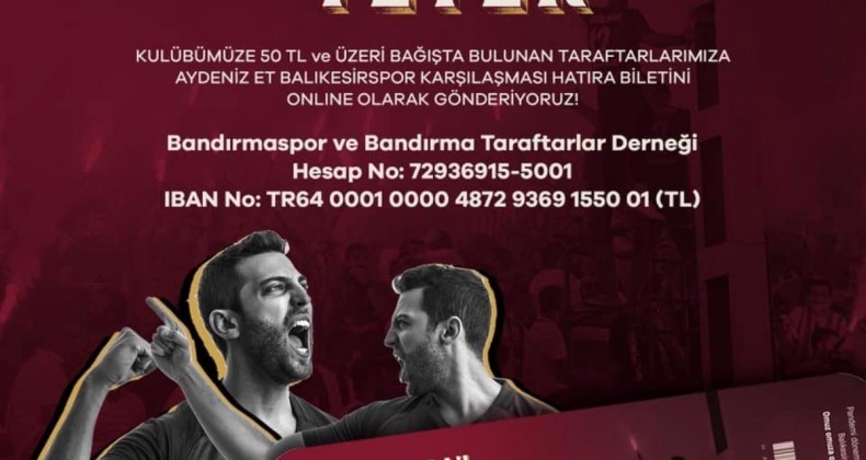 Bandırmaspor’dan derbi için hatıra bileti kampanyası